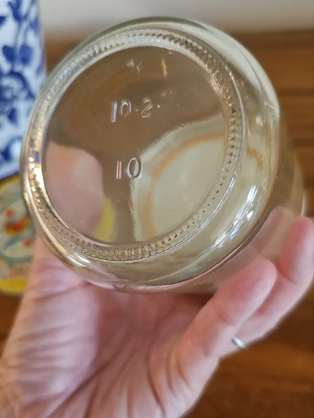 Set of 2 Vintage Clear Glass Jars with Yellow Decorative Lids Tote 8